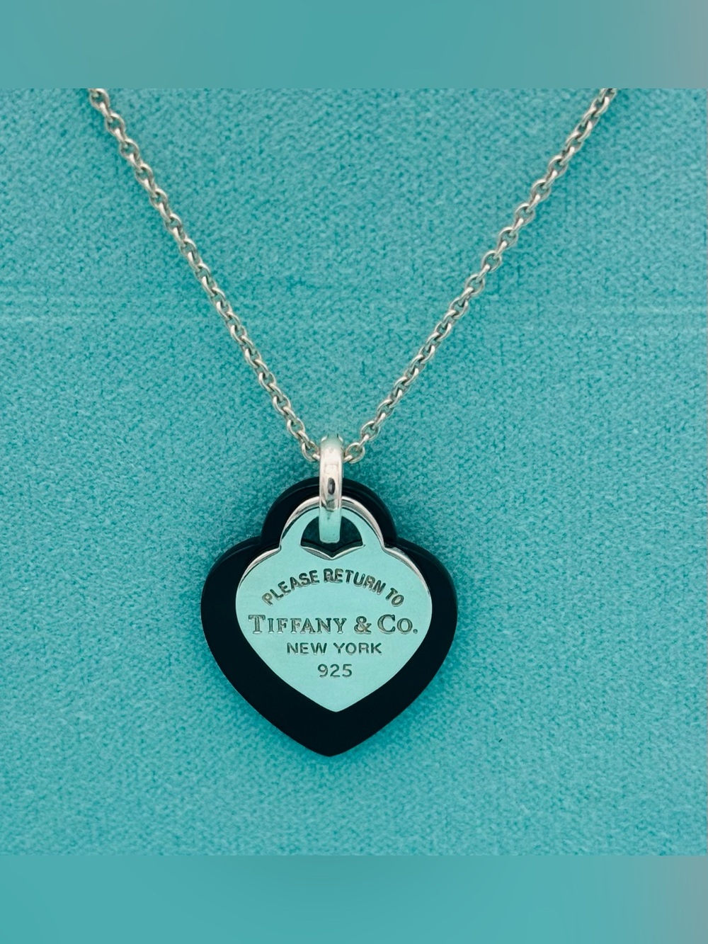TIFFANY & CO. Double Heart Onyx Necklace